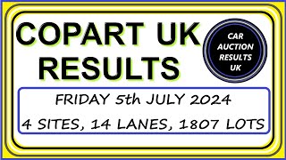 COPART UK AUCTION RESULTS FOR FRIDAY 5724 [upl. by Foss658]