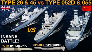 UK Type 26 Frigate amp Type 45 Destroyer vs China Type 055 amp 052D Destroyers Naval Battle 100  DCS [upl. by Fira721]