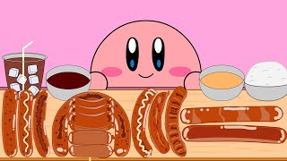 Kirby Animation  Eating Kielbasa Sausage with Buldak Sauce amp Cheese Sauce Sausage Asmr Mukbang [upl. by Cobbie]