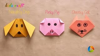 DIY Origami Animal Faces  Kids Craft [upl. by Donella]