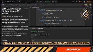 LEETCODE DAILY QUESTION 2044  Count Number of Maximum BitwiseOR Subsets  Is Kabir Coding coding [upl. by Carey]