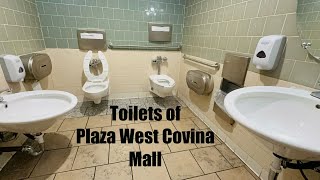 Toilet amp Urinal Flushes in Restrooms of Plaza West Covina CA USA  9KJ Bobrick Eclipse XLerator [upl. by Livia]