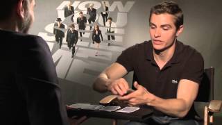 NOW YOU SEE ME interview  Dave Franco card trick Plus Jesse Eisenberg Morgan Freeman [upl. by Kerrin]