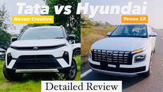 इतने कम पैसे में इतना कुछ New 2024 Tata Nexon Creative vs Hyundai Venue SX MT  Price  Review [upl. by Peppy]