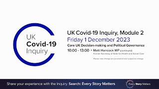 UK Covid19 Inquiry  Module 2 Hearing  1 December 2023 [upl. by Ardme]