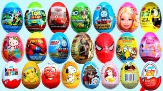 25 Surprise Eggs Kinder Surprise Cars 2 Mickey Mouse Spongebob [upl. by Assenna]