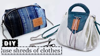 How to Sew Designer Bag From Clothing Scraps ♥ DIY Denim Jeans [upl. by Korb]