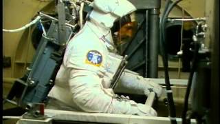 STS35 Crew Training Extravehicular Mobility Unit EMU Walk Through and EVA Prep and Post [upl. by Llehcam]