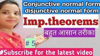 Conjunctivedisjunctivetheorem ImpTheorems Of Disjunctive amp Conjunctive Normal Form in hindi [upl. by Alleen984]