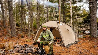 Hot Tent Camping In Rain  Part 1 [upl. by Norrek]