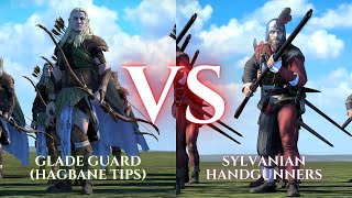 WARHAMMER III Total War  Glade Guard Hagbane Tips VS Sylvanian Handgunners [upl. by Lleneg]