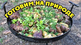 Жареная картошка с мясом и грибами на Сковороде из Диска Бороны [upl. by Yessej188]