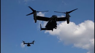 V22 Osprey LOW flyovers  Donald Trumps Helicopter Entourage in London [upl. by Hgierb]