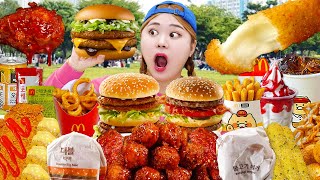 ASMR MUKBANG KFC 양념치킨 햄버거 먹방모음🍔 Crispy Fried Chicken Cheese Burger Eating Sound Collection  HIU 하이유 [upl. by Ramal533]