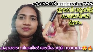 ഇനി ഫൗൺഡേഷൻ വേണ്ട 😄concealer മതി Hide dark circles using concealer [upl. by Sisely]