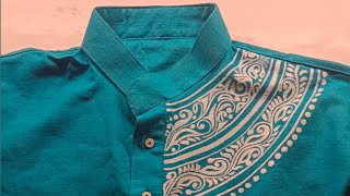 fabric design on panjabi  very easy panjabi design 🌸part1 [upl. by Akienom]