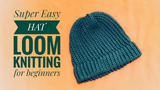 How to loom knit a hat super easy for beginners DIY TUTORIAL [upl. by Uos]