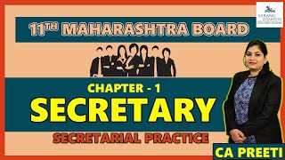 CHAPTER 1  LECTURE 2  SECRETARY  11TH SECRETARIAL PRACTICE  MAHARASTRA BOARD [upl. by Ytirev390]