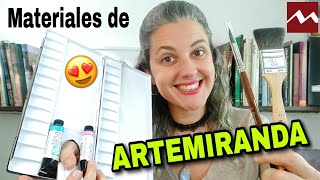 Unboxing materiales de ACUARELA de ARTEMIRANDA pinceles paletas y acuarelas [upl. by Eirak]