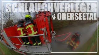 Schlauchverleger im Einsatz  Tony Brändle AG  Mitsubishi Fuso Canter  Feuerwehr Oberseetal [upl. by Odella580]