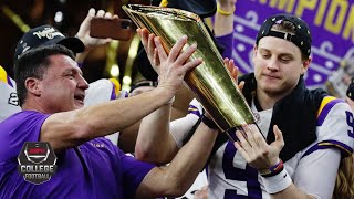 Joe Burrow Ed Orgeron react to LSU defeating Clemson in championship  College Football on ESPN [upl. by Collette]