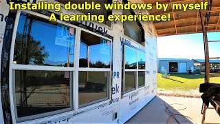 Installing double Jeld Wen windows with a mull bar by myself 469 [upl. by Marga]