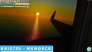 P3Dv5 Sunset Arrival ☀️  Bristol 🇬🇧  Menorca 🇪🇸  TUI CaptainSim 757 l TOM4J [upl. by Hgielac479]