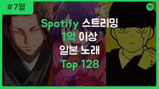 JPOP 스포티파이 일본 노래 스트리밍 순위 TOP 128 1억 이상 [upl. by Benenson]