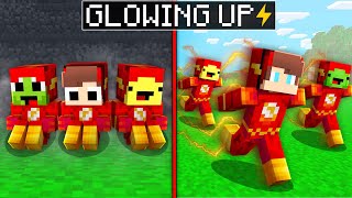 JJ Mikey and Banana Kid GROW UP as FLASH Survival Challenge in Minecraft Maizen [upl. by Dachia]