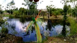 Street Fishing with lure SpinnerBait Strike Ikan Kerandang [upl. by Anelleh]