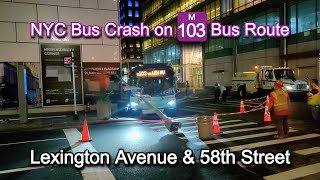 MTA NYC M103 Bus Crash in Midtown 2019 New Flyer XD60 6196 at Lexington Avenue amp 58th Street [upl. by Ahseem358]