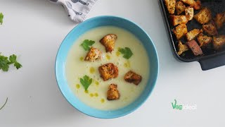 Jerusalem artichokes vegan soup with spicy croutons Zuppa di topinambur vegan [upl. by Alasteir]