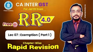 🚀07 GST IDT Revision  Exemption Part 1  CA amp CMA Inter IDT  CA Vishal Bhattad  Jan25 [upl. by Hugh]