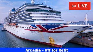 SHIPS TV  PampO Arcadia off for a Refit Departing Port of Southampton LIVE [upl. by Sihtam]