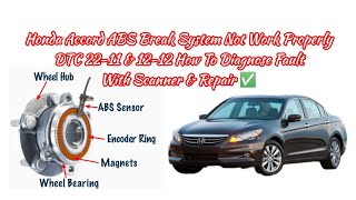 Honda Accord ABS Break System Not Work Properly DTC 2211amp1212 How To Diagnose Fault with Scanner✅ [upl. by Krahling347]