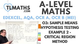 ALevel Maths O307 Sample Means Hypothesis Testing Example 2  Critical Region Method [upl. by Vickie]