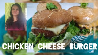 Homemade chicken cheese Burger  ബർഗർ വീട്ടിൽ ഉണ്ടാക്കാം [upl. by Pisarik]