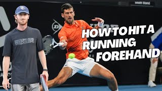 How Djokovic hits a running forehand in tennis [upl. by Annayk131]