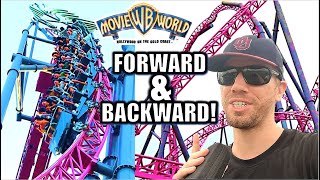 Riding Australias Most INSANE CoasterForward AND Backward  Warner Bros Movie World Australia [upl. by Abih]