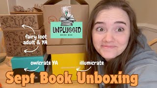 BEST UNBOXING IN MONTHS  September 2024 Book Unboxing  Illumicrate Fairyloot Owlcrate Unplugged [upl. by Jair]