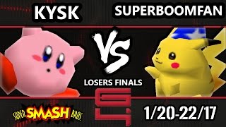 Genesis 4 Smash 64  kysk Kirby Captain Falcon Vs SuPeRbOoMfAn Pikachu SSB64 Losers Finals [upl. by Fishman]