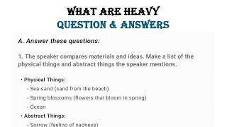 What are Heavy  Poem by Christina Rosette questions and answers of class 5 gulmohar book [upl. by Esinereb]