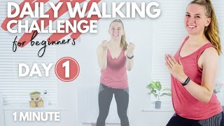 1 Minute Low Impact Walking Workout  DAY 1 Daily Walking Challenge for Beginners ± 100 steps [upl. by Zelten]