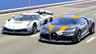 Bugatti Chiron Super Sport 300 vs Koenigsegg Jesko  Drag Race 20KM [upl. by Neerak]