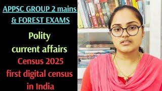 census 2025  polity current affairs appsc group 2 mainsforest exams appsc appscgroup2 polity [upl. by Sparks]