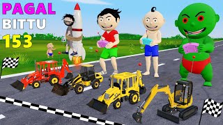 Pagal Bittu Sittu 153  Toy Jcb Wala Cartoon  Jcb Tractor  Gadi Wala Cartoon  Bittu Sittu Toons [upl. by Dianuj781]