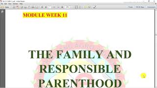 SOCIAL WORK REVIEWER SW 211 WEEK 11 FAMILY amp RESPONSIBLE PARENTHOOD [upl. by Yelsek]