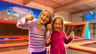 Amelia Avelina and Akim find a secret tunnel to an indoor trampoline center fun adventure [upl. by Morgen236]