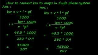 how to convert kw to amps in single phase system [upl. by Maureen995]