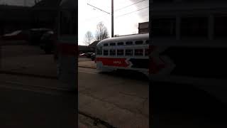 Septa Streetcar Passing the Kenosha Train station in Kenosha Wisconsin [upl. by Cannice391]